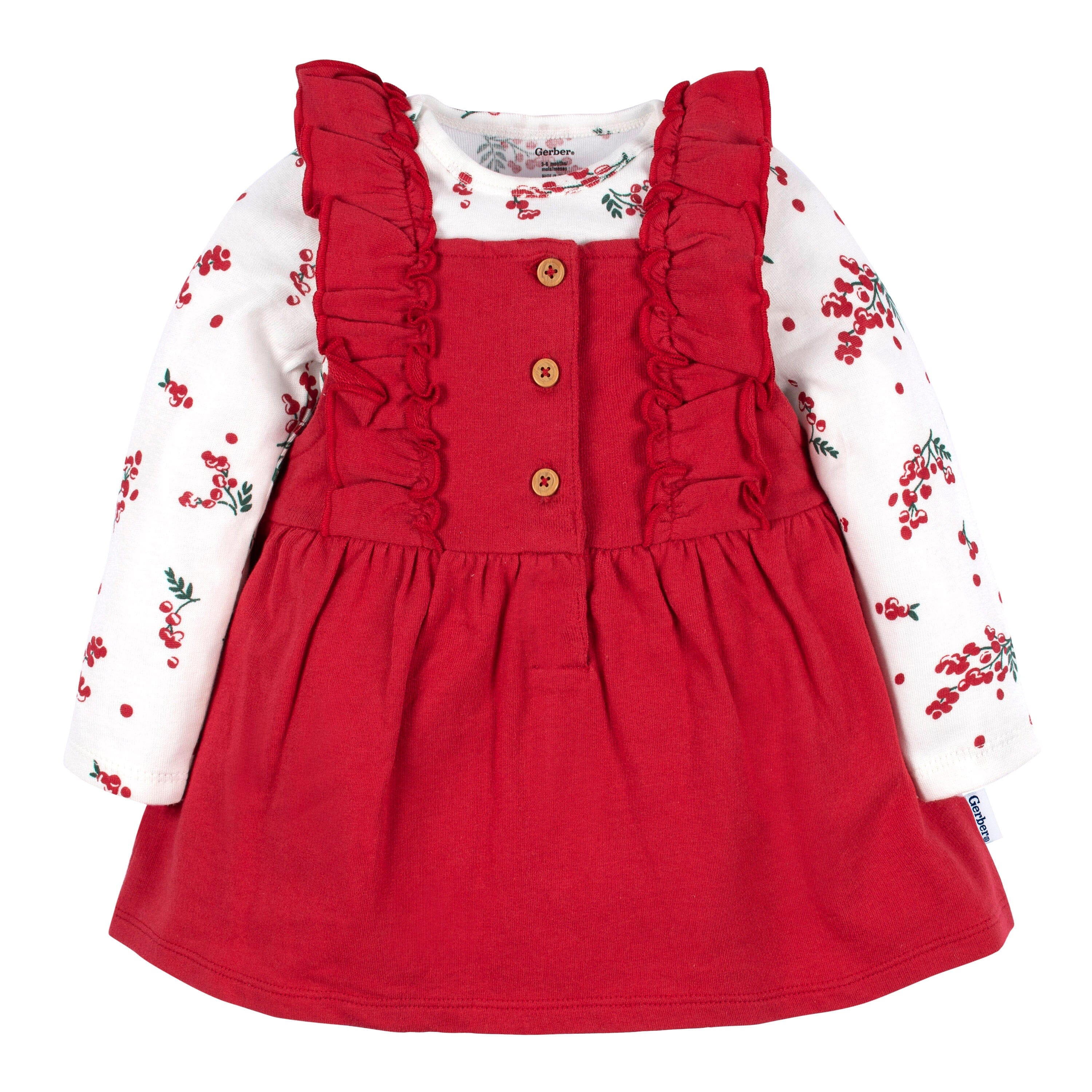2-Piece Baby Girls Red Holly Berries Jumper & Top Set