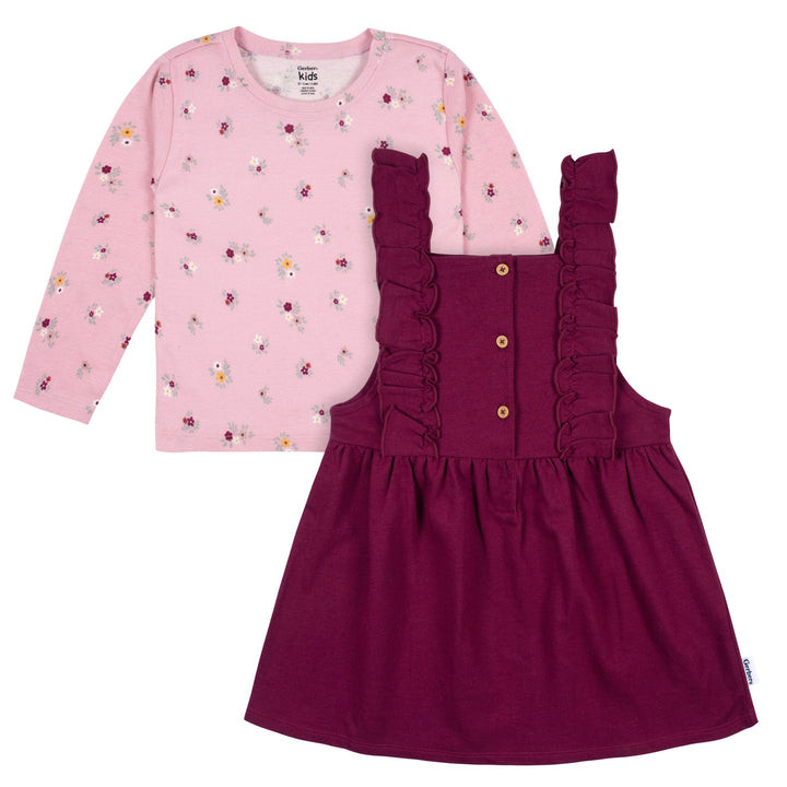 2-Piece Infant & Toddler Girls Purple Floral Jumper & Top Set