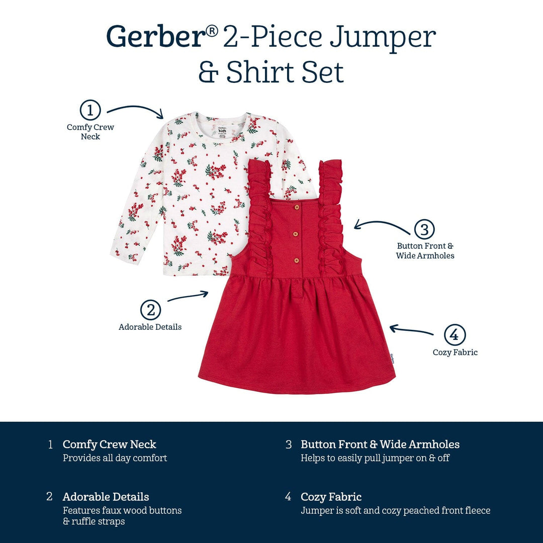 2-Piece Infant & Toddler Girls Red Holly Berries Jumper & Top Set