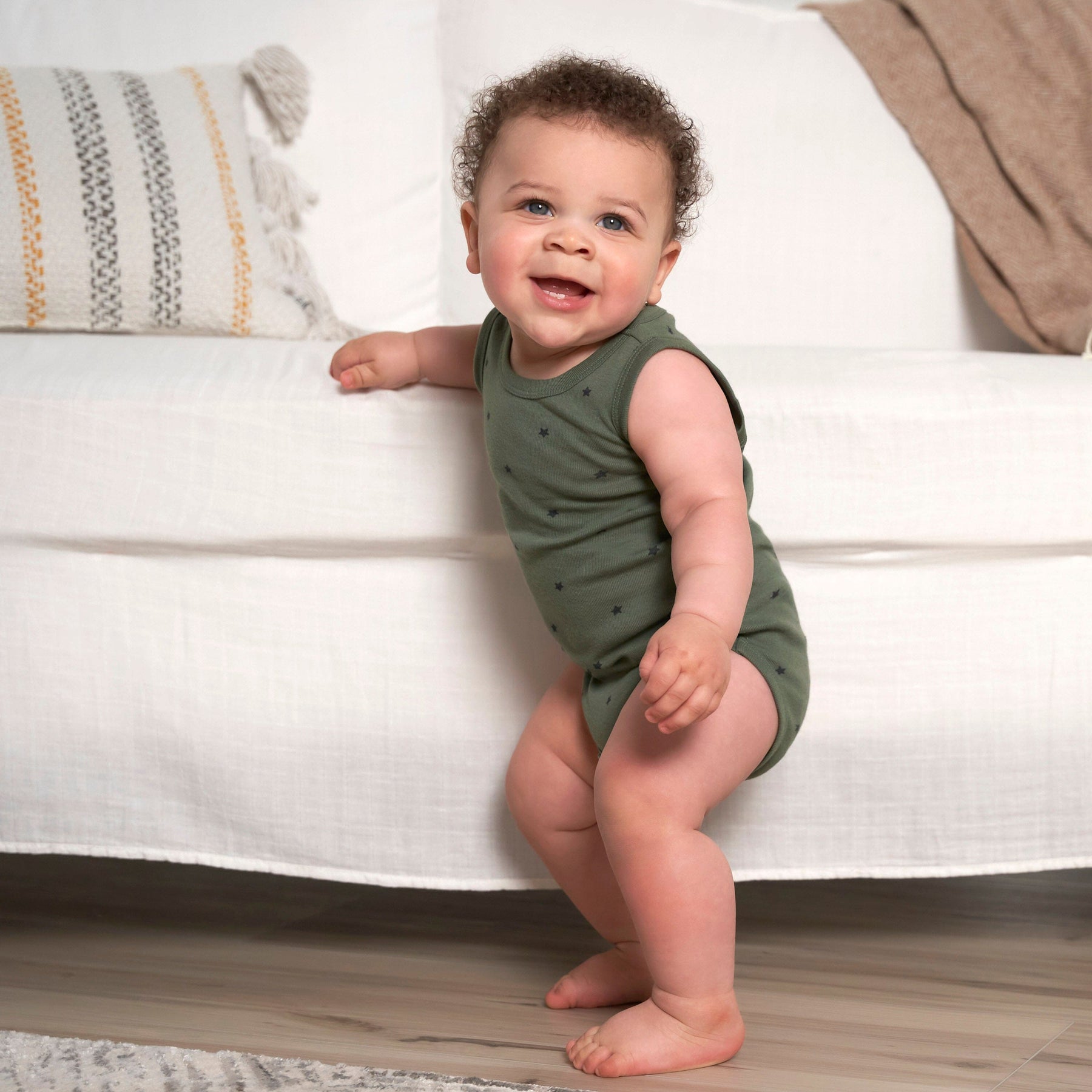 5Pack Baby Boys Green Stars Sleeveless Onesies® Bodysuits Gerber