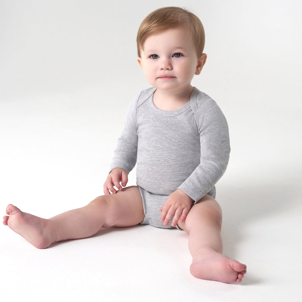 5-Pack Baby Heather Gray Premium Long Sleeve Onesies® Bodysuits