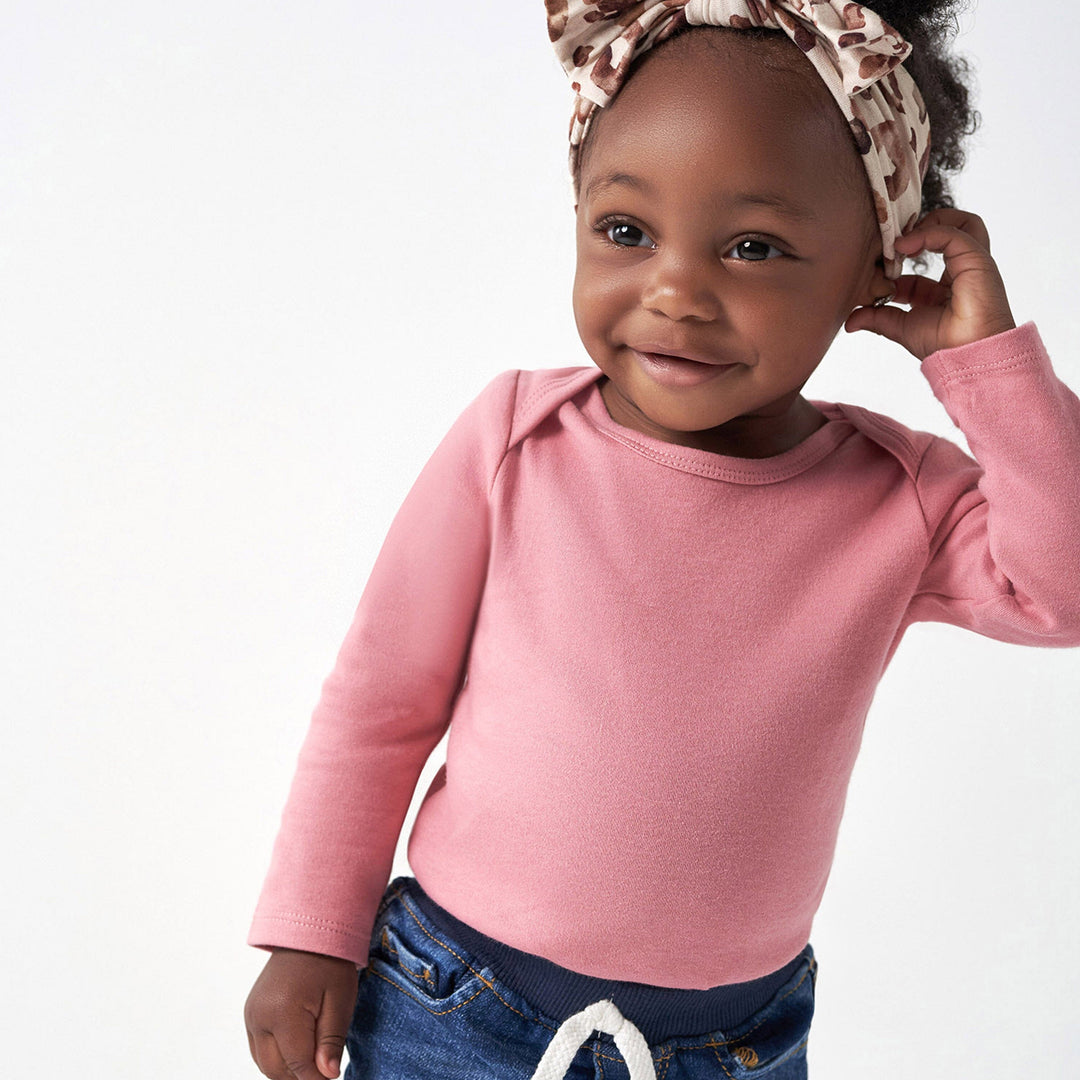 5-Pack Baby Mauve Pink Premium Long Sleeve Onesies® Bodysuits