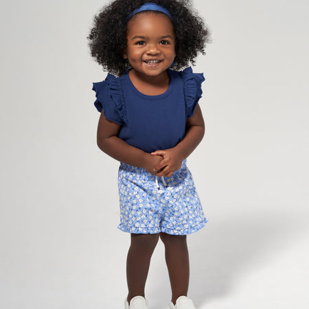 2-Pack Infant Girls Blue Floral Pull-On Shorts