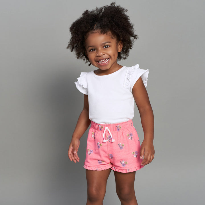 2-Pack Infant & Toddler Girls Pink & White Double Ruffle Tops