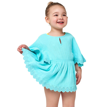 Baby & Toddler Girls Aqua Gauze Kaftan Swim Coverup