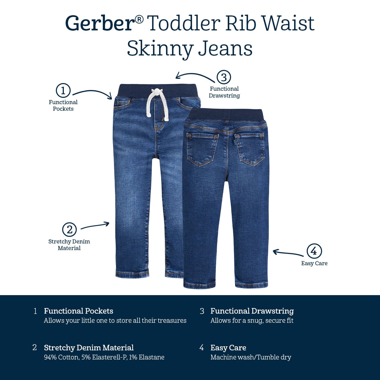 Toddler Neutral Blue Skinny Jeans