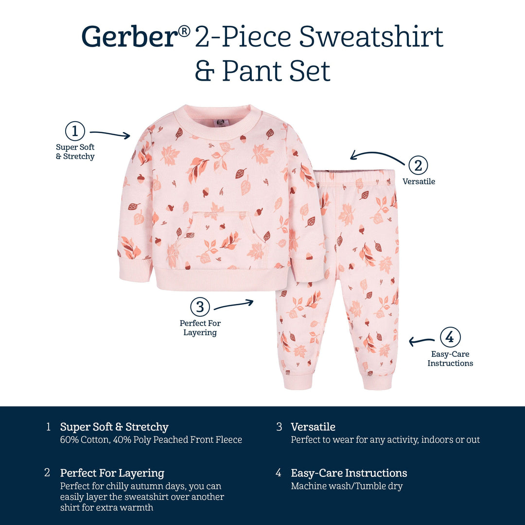 2-Piece Baby & Toddler Girls Foliage Sweatshirt & Active Pant Set