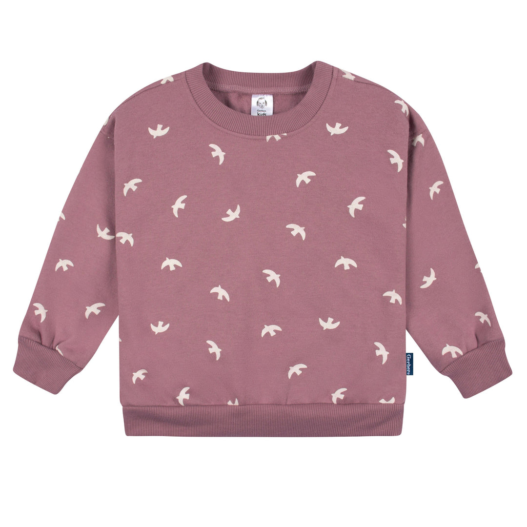 2-Piece Infant and Toddler Girls Birds Sweatshirt & Pant Set