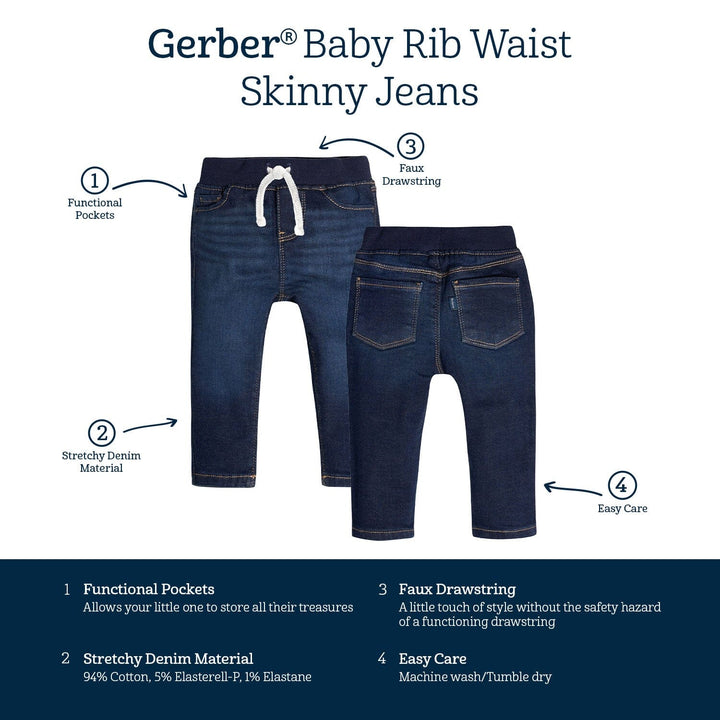 Baby Neutral Dark Blue Rib Waist Skinny Jeans