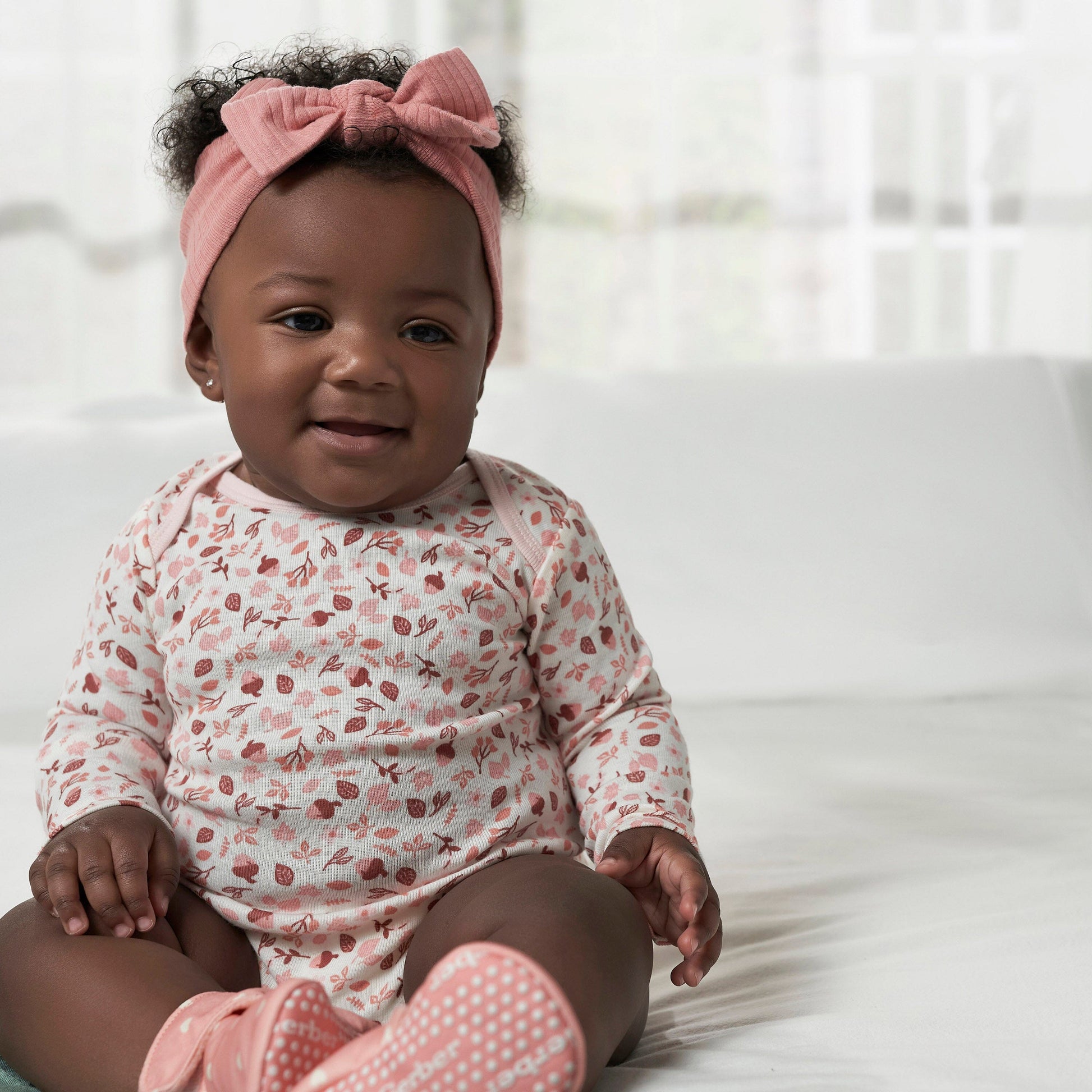 6-Pack Baby Girls Leaves Onesies® Bodysuits