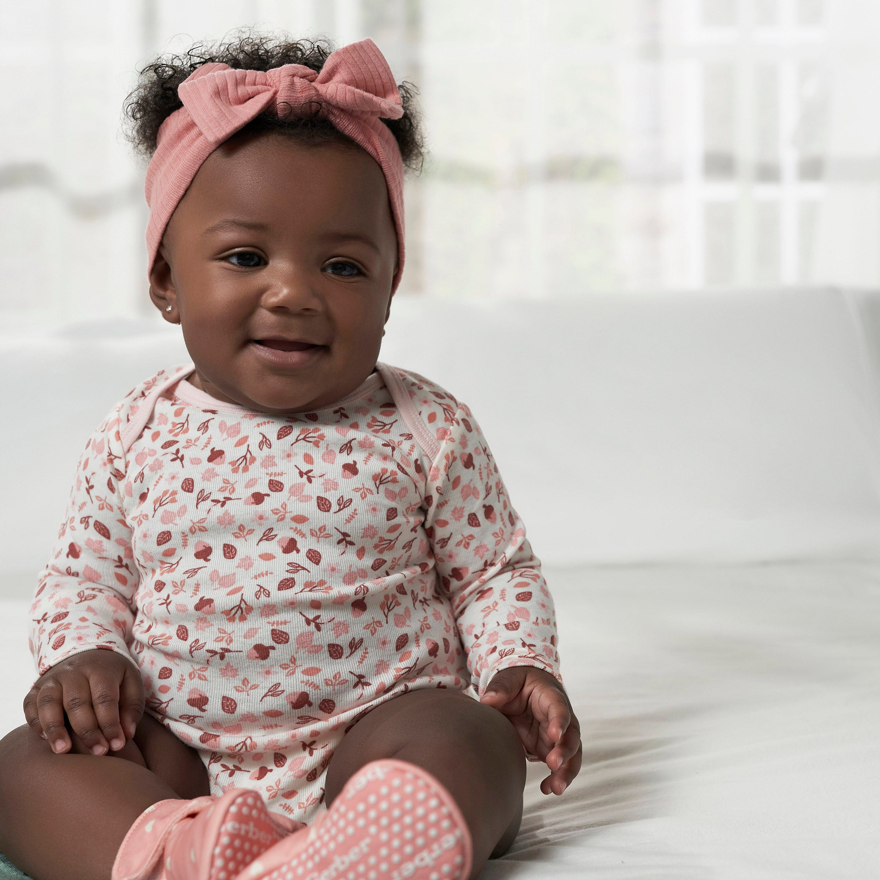 6-Pack Baby Girls Leaves Onesies® Bodysuits