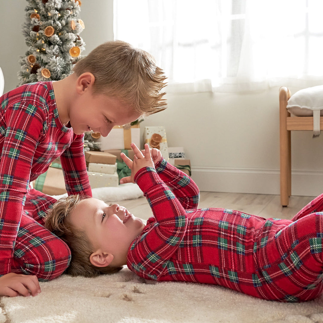 Baby & Toddler Neutral Stewart Plaid Snug Fit Footed Pajamas