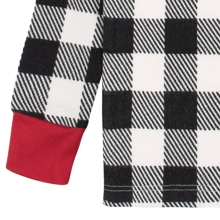 2-Piece Infant and Toddler Neutral Buffalo Plaid Snug Fit Pajama Set