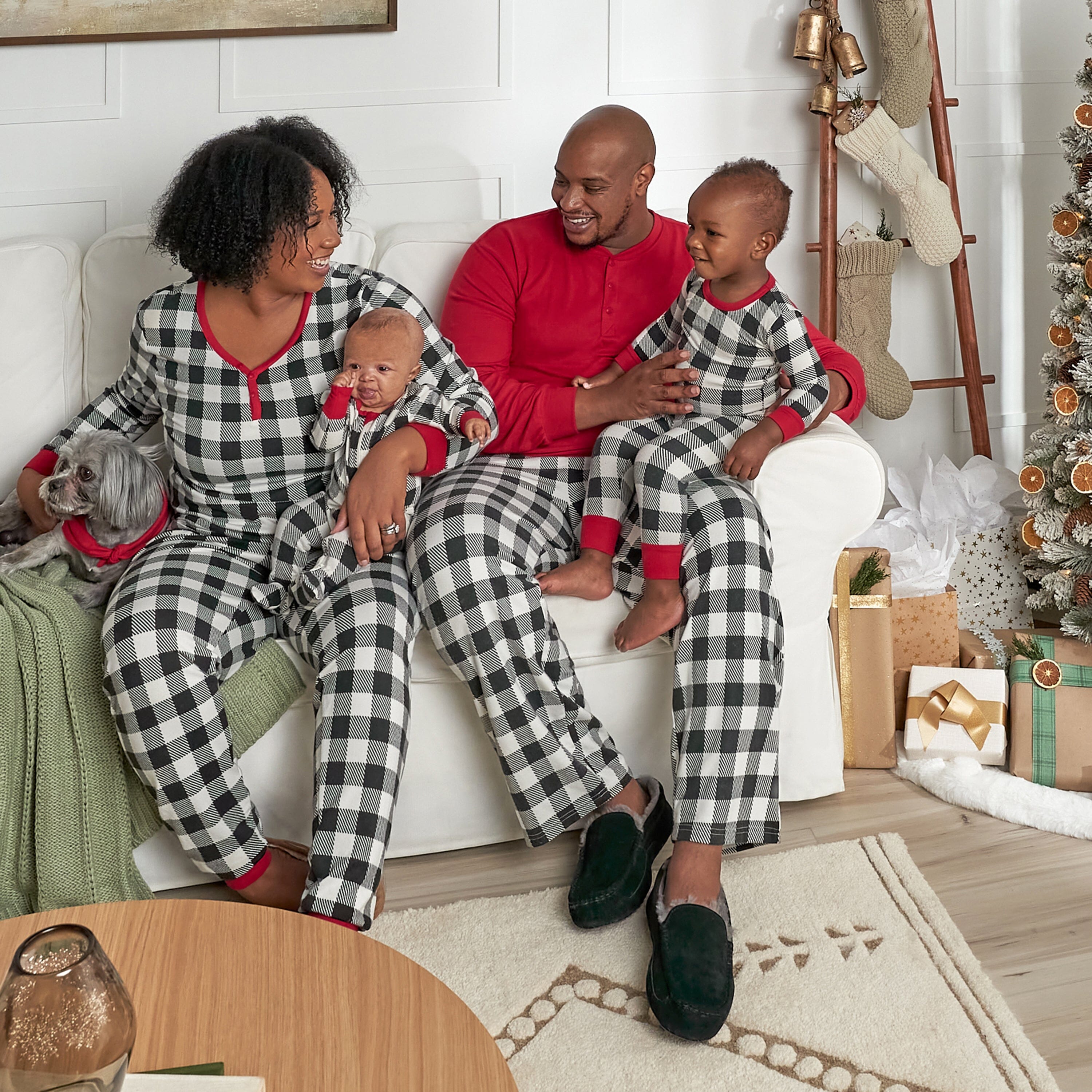 2-Piece Infant and Toddler Neutral Buffalo Plaid Snug Fit Pajama Set