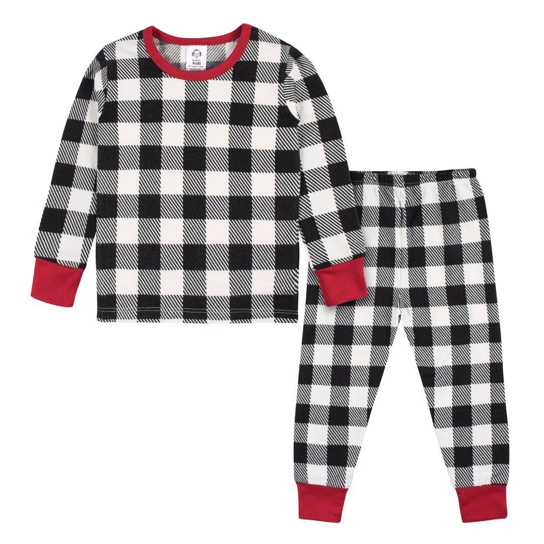 2-Piece Infant and Toddler Neutral Buffalo Plaid Hacci Snug Fit