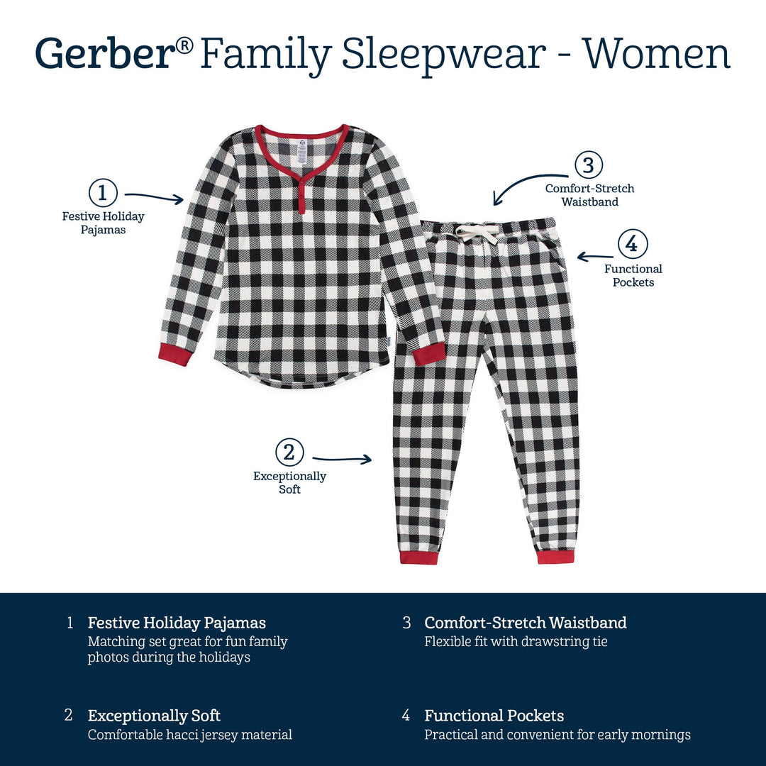 Women's 2-Piece Hacci Buffalo Plaid Pajama Set Gerber Childrenswear