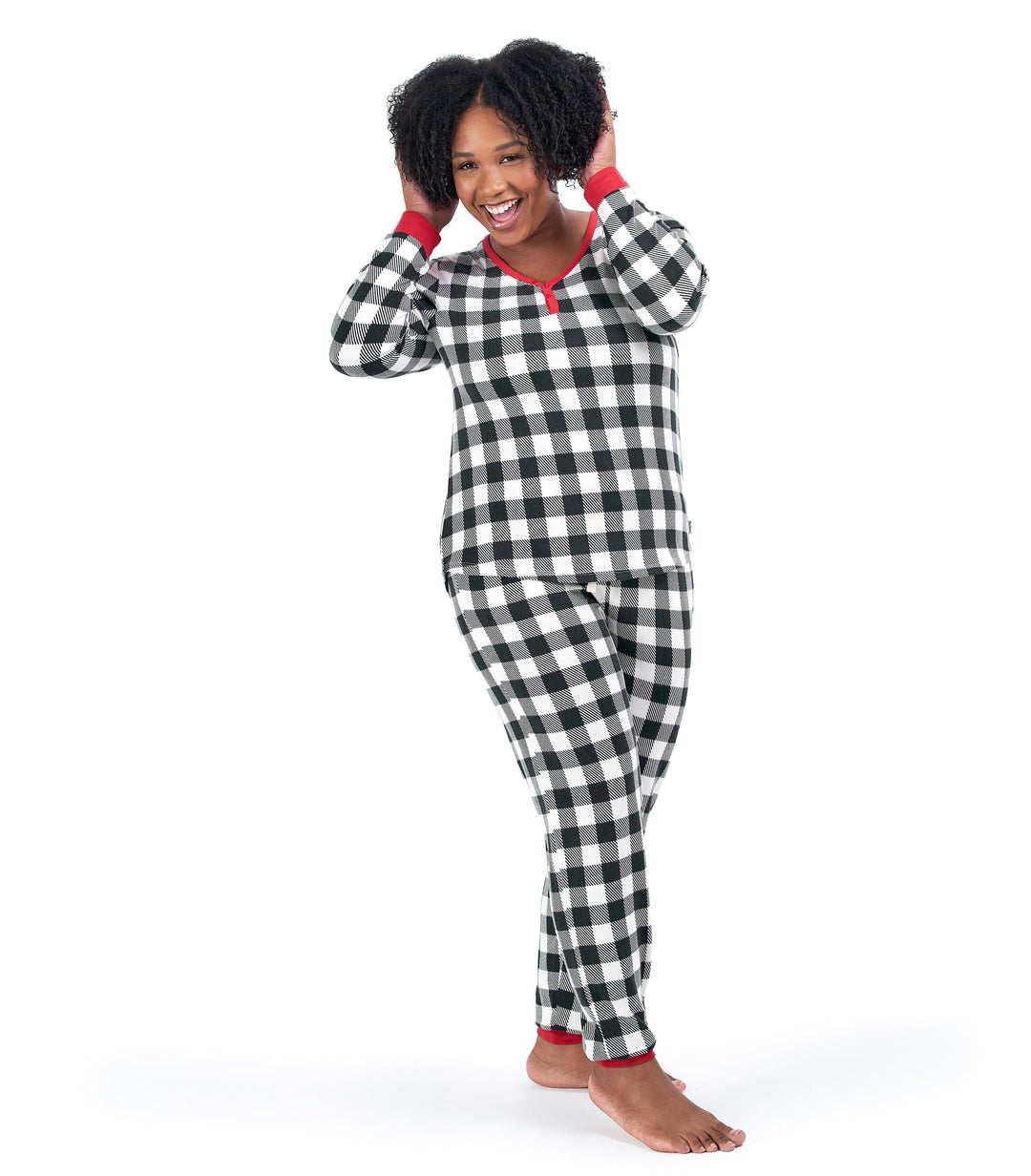 2-Piece Set Buffalo Gerber Plaid Childrenswear Women\'s Hacci Pajama –