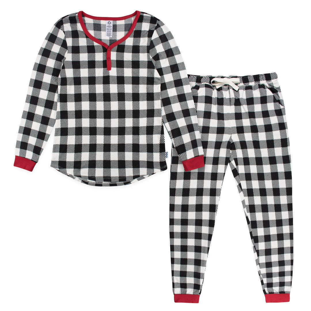 2-Piece Women's Buffalo Plaid Hacci Pajama Set