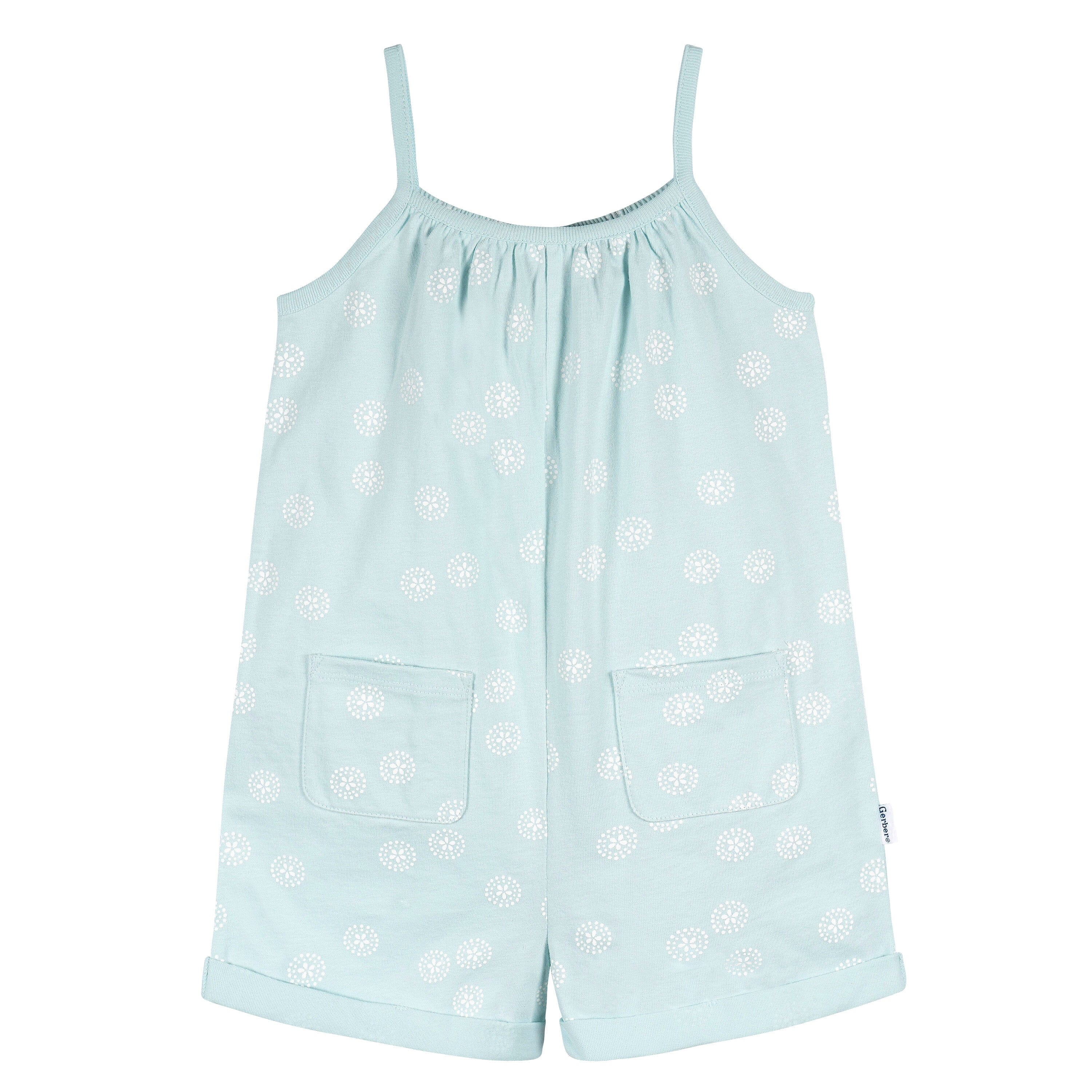 2-Piece Infant and Toddler Girls Lt Grey Heather/Sand Dollars Romper