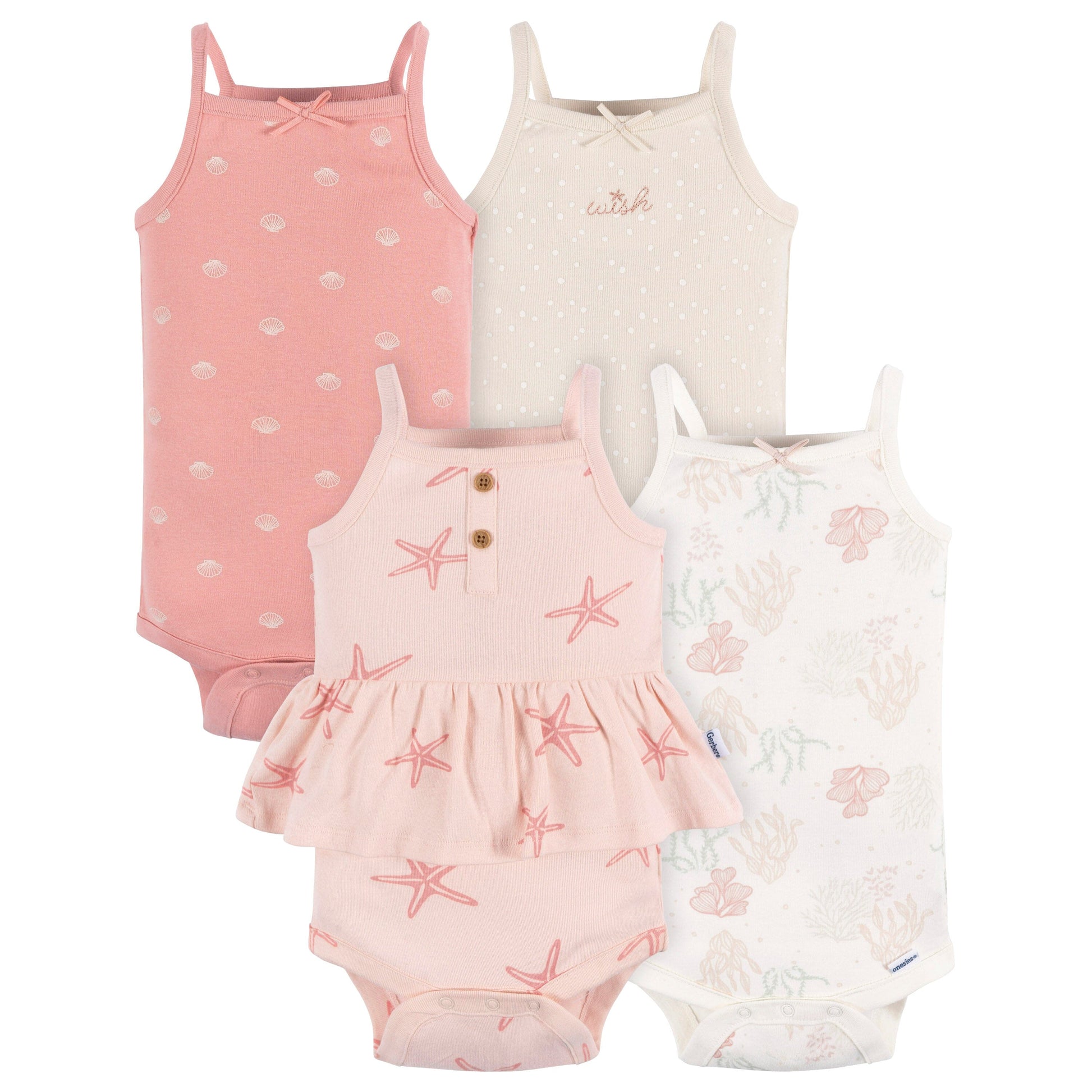 4-Pack Baby Girls Starfish Onesies® Bodysuits