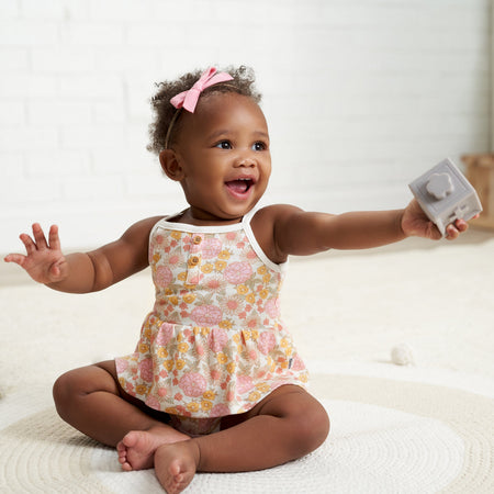4-Pack Baby Girls Retro Floral Sleeveless Onesies® Bodysuits