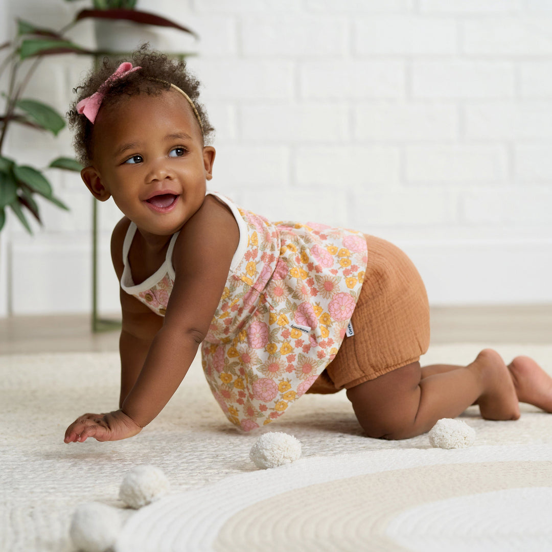4-Pack Baby Girls Retro Floral Sleeveless Onesies® Bodysuits