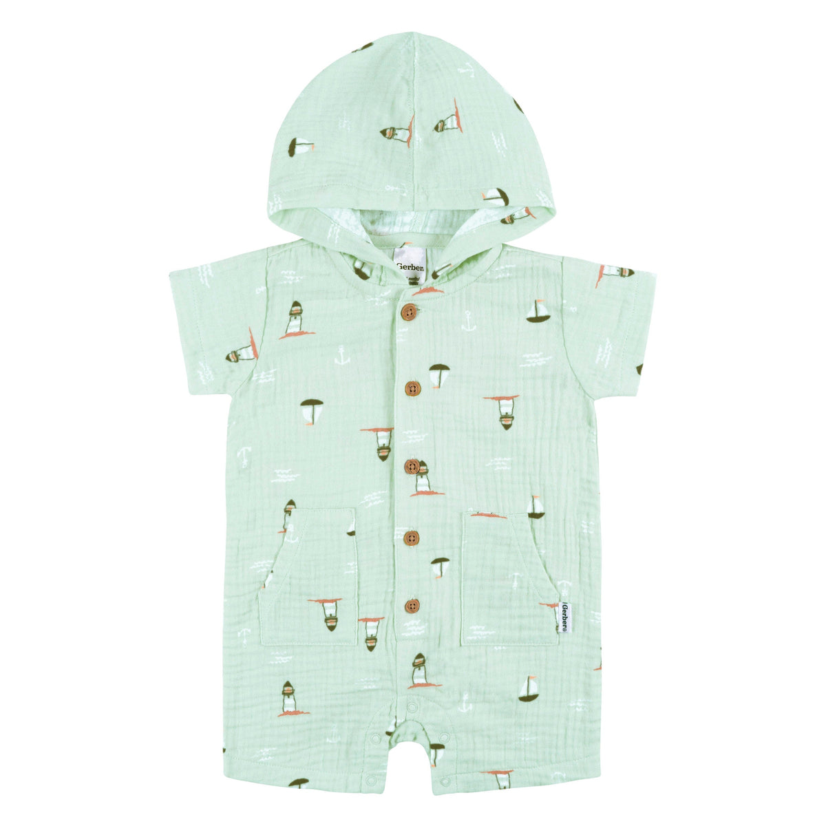 Baby Boys Sea Scene Hooded Romper