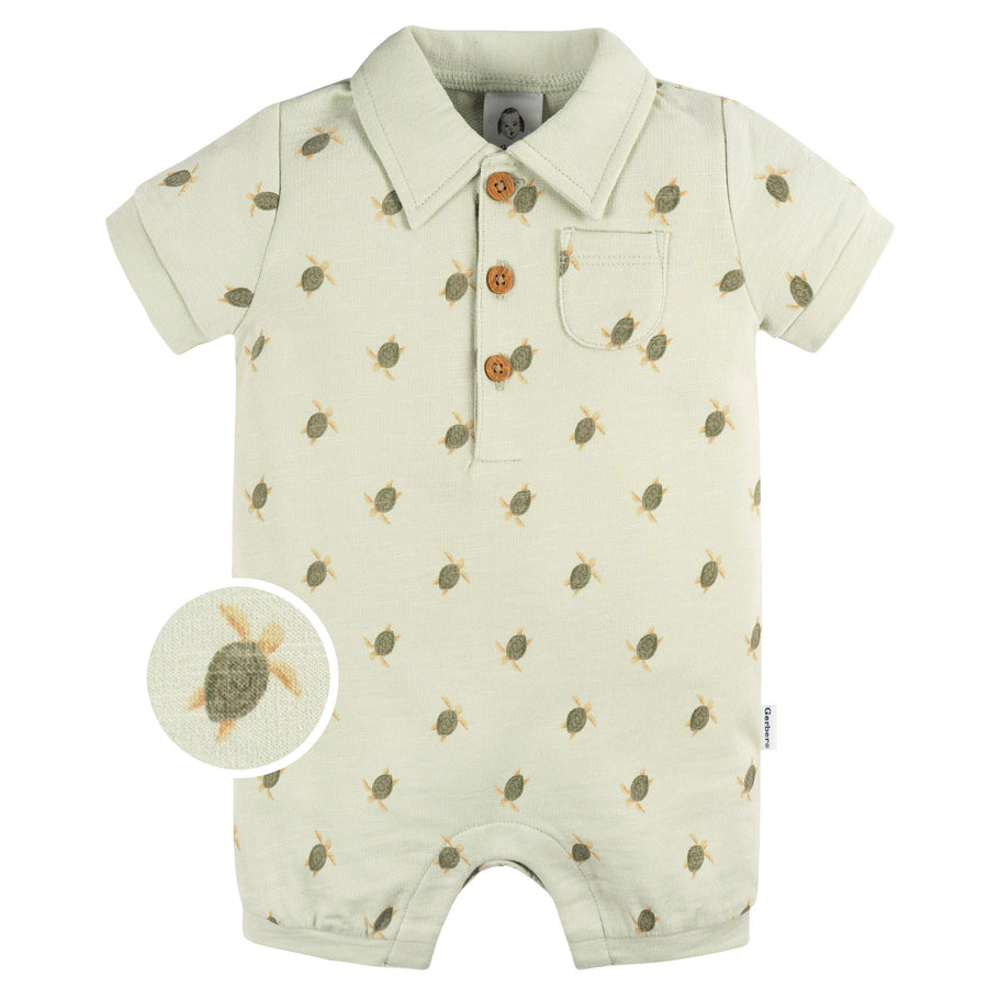 Baby Boys Turtle Collared Romper