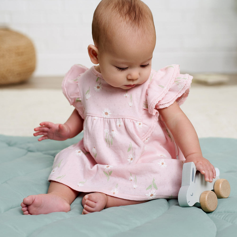 2-Piece Baby Girls Daisies Dress & Diaper Cover Set
