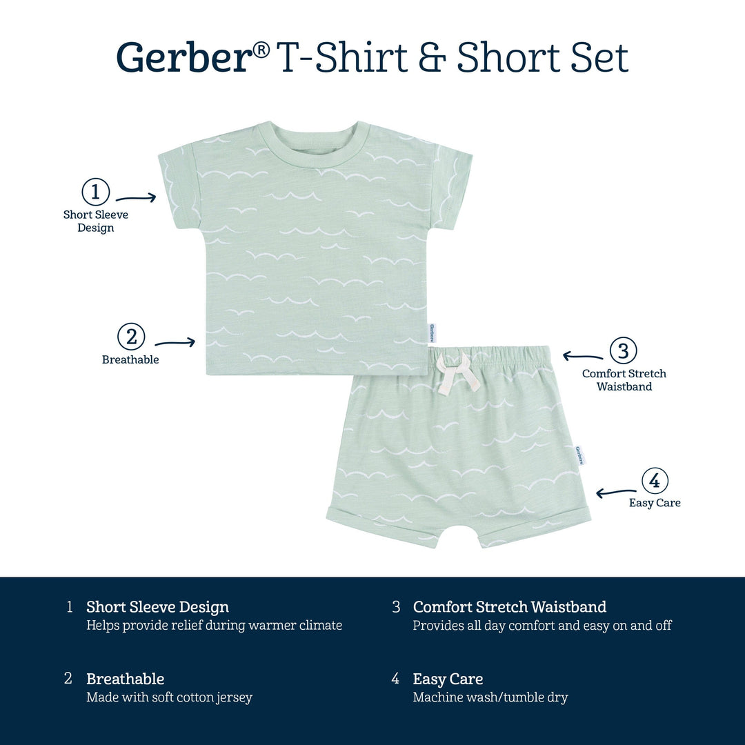 2-Piece Baby Boys Waves T-Shirt and Shorts Set