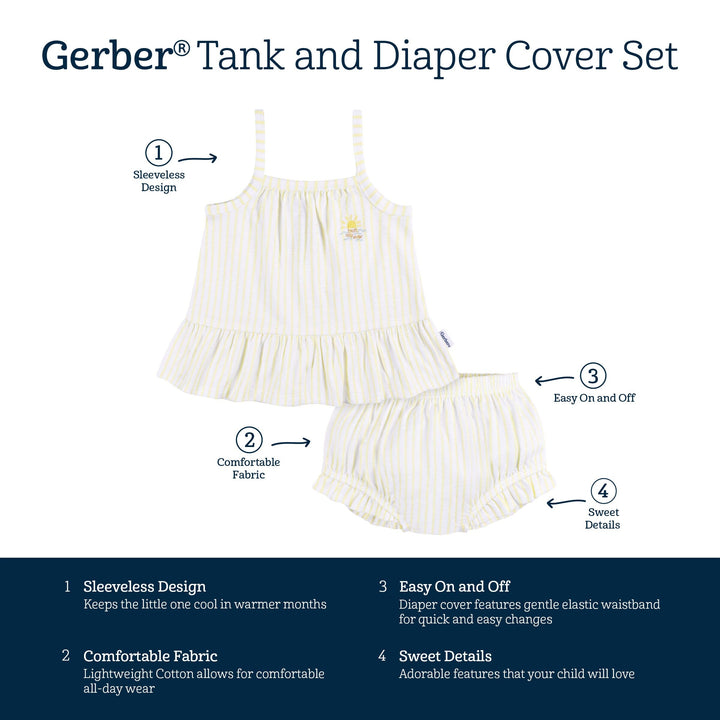 2-Piece Baby Girls Tank Top & Diaper Cover Set