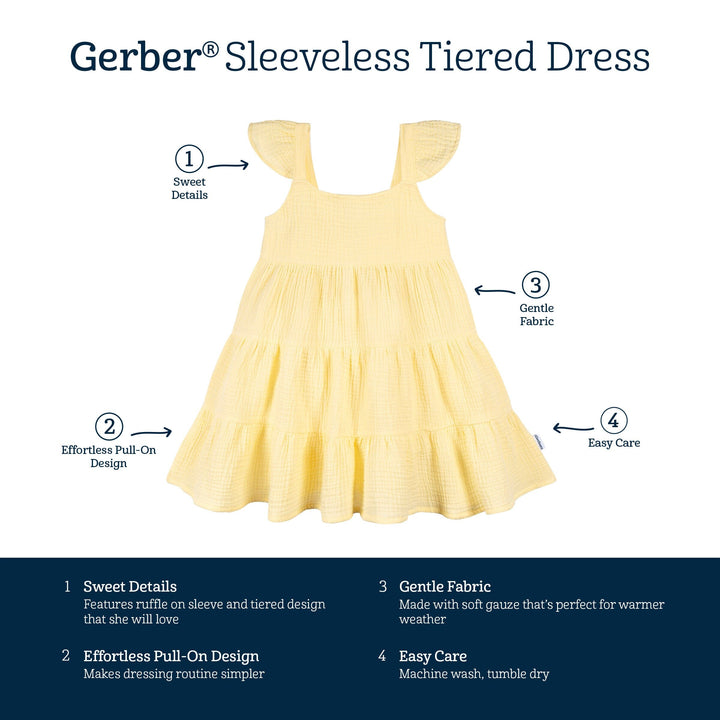 Toddler Girls Yellow Tiered Dress