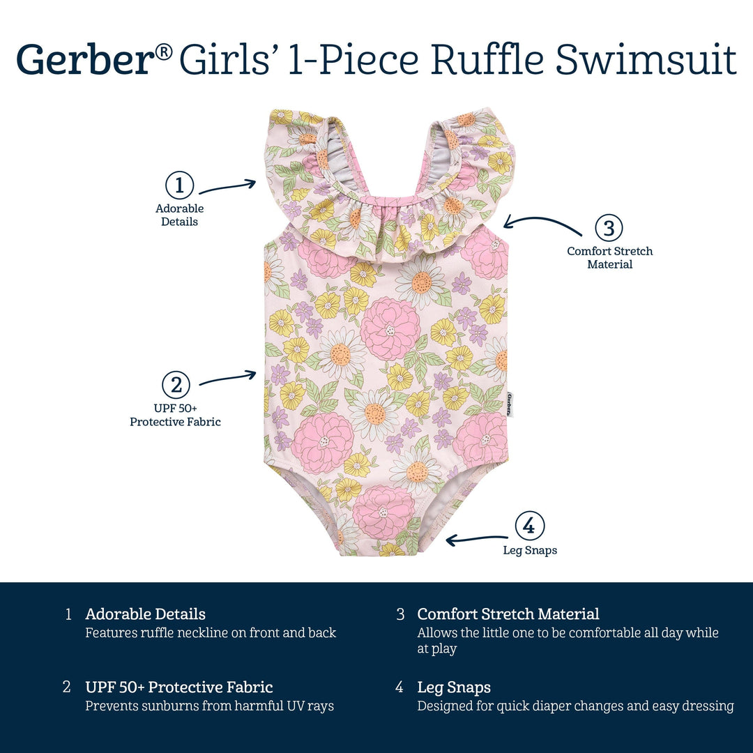 Baby Girls Retro Floral Swimsuit