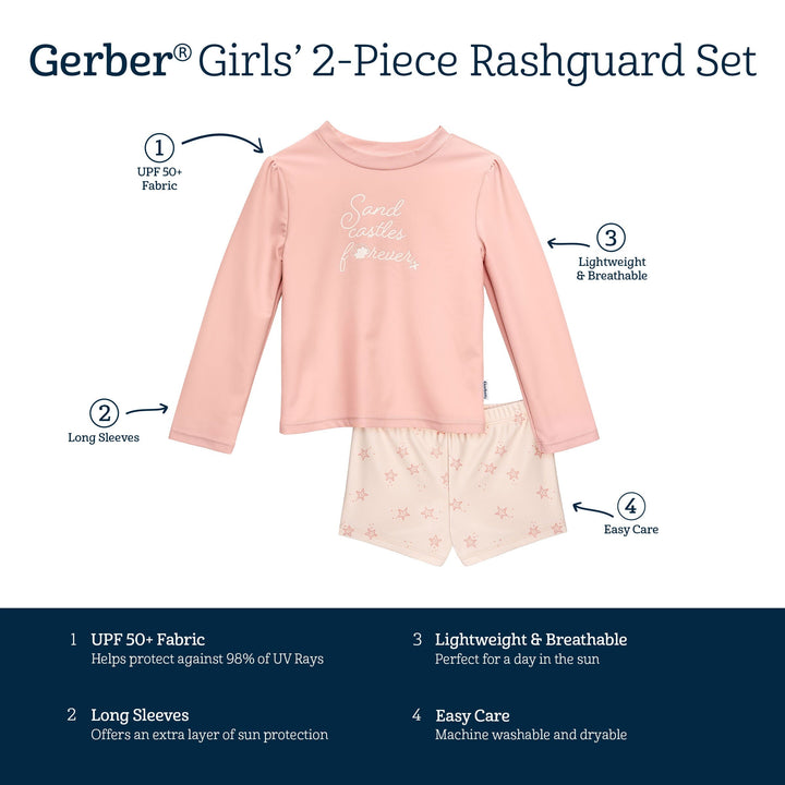 2-Piece Infant and Toddler Girls Starfish Rashguard Set