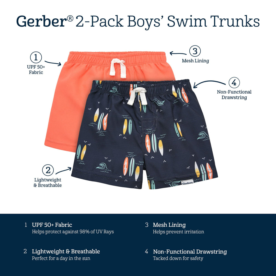 2-Pack Baby & Toddler Boys Surf Swim Trunks