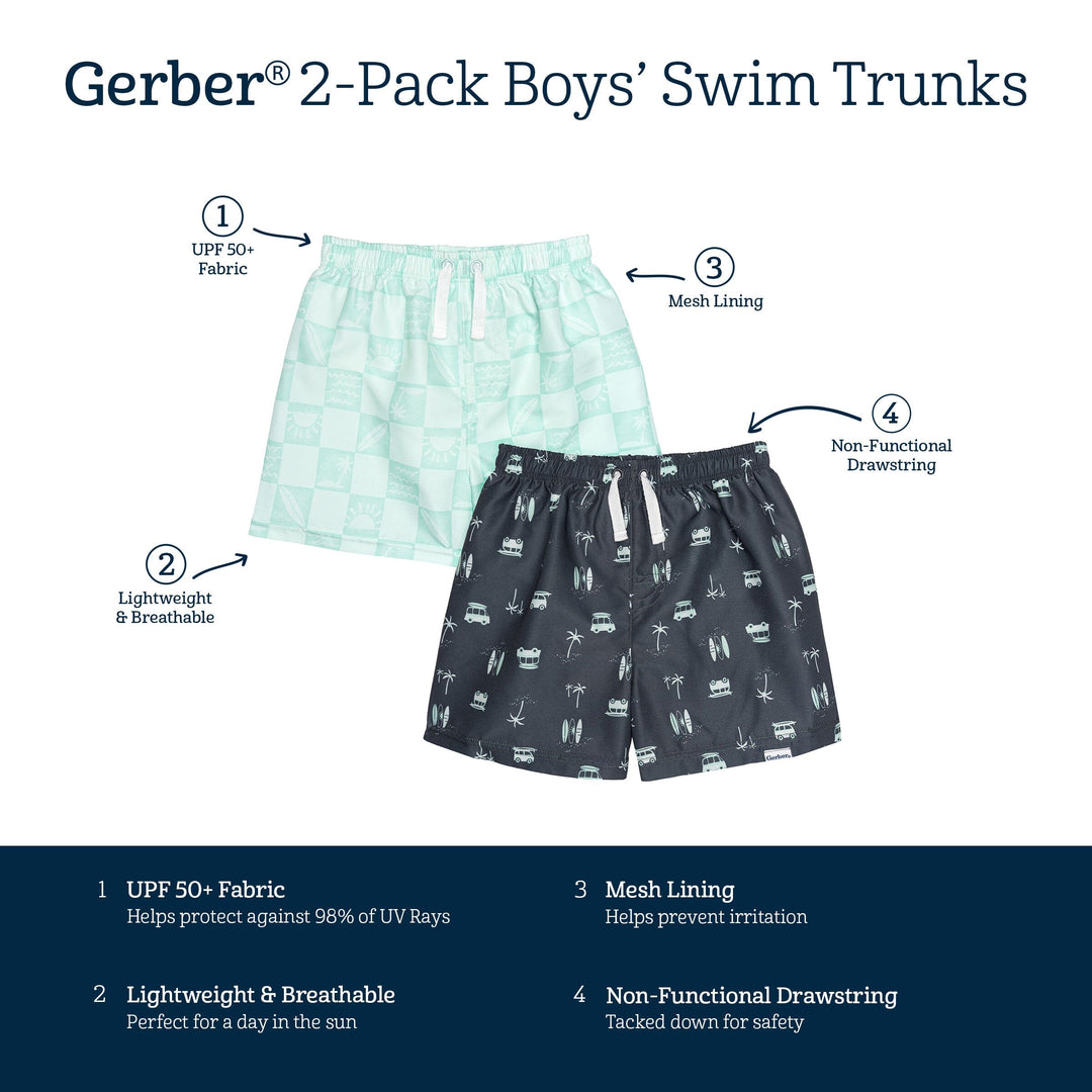 2-Pack Baby & Toddler Boys Surf Swim Trunks