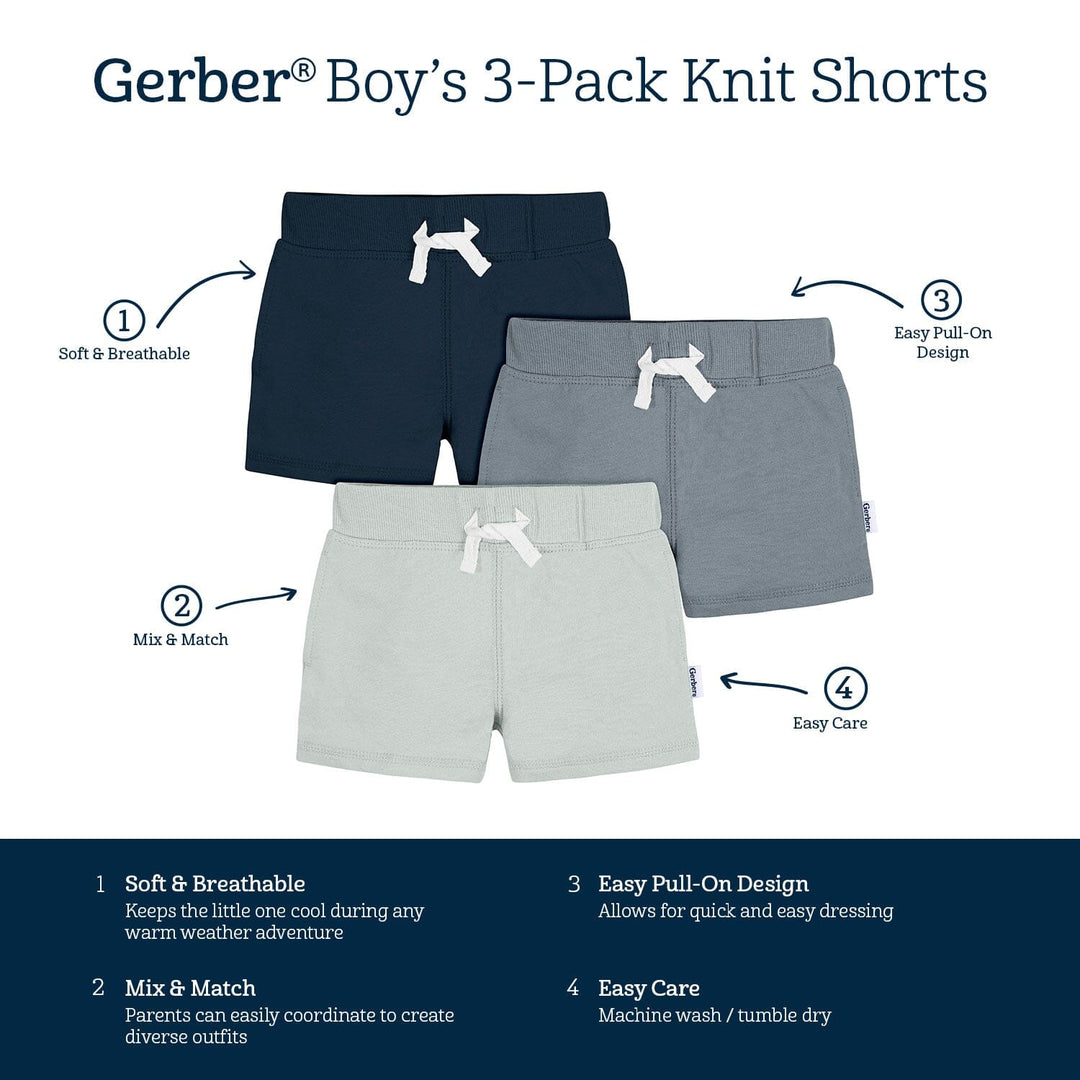 3-Pack Baby & Toddler Boys Blues Knit Short