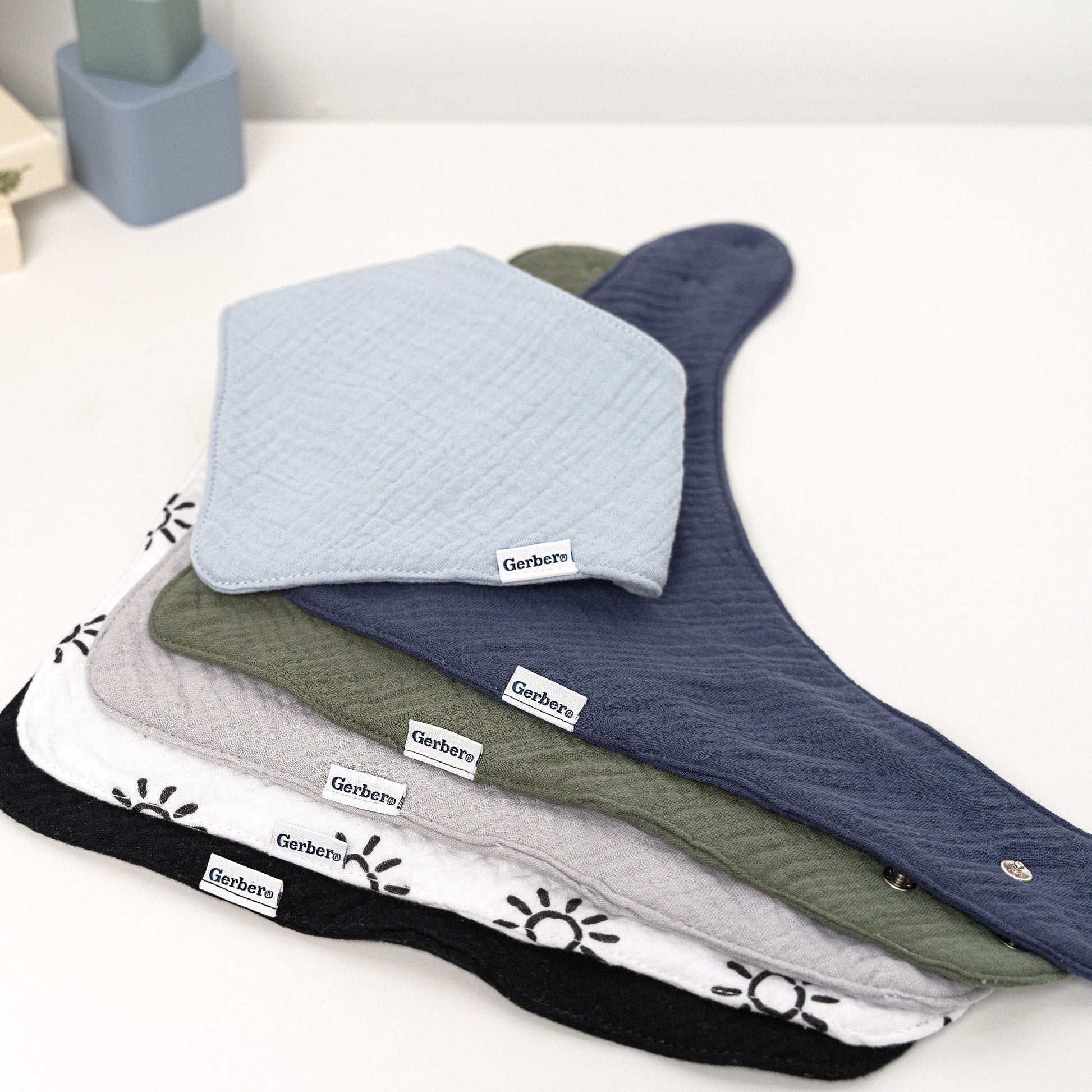 10-Pack Baby Boys Multi Blue Muslin Bandana Bib