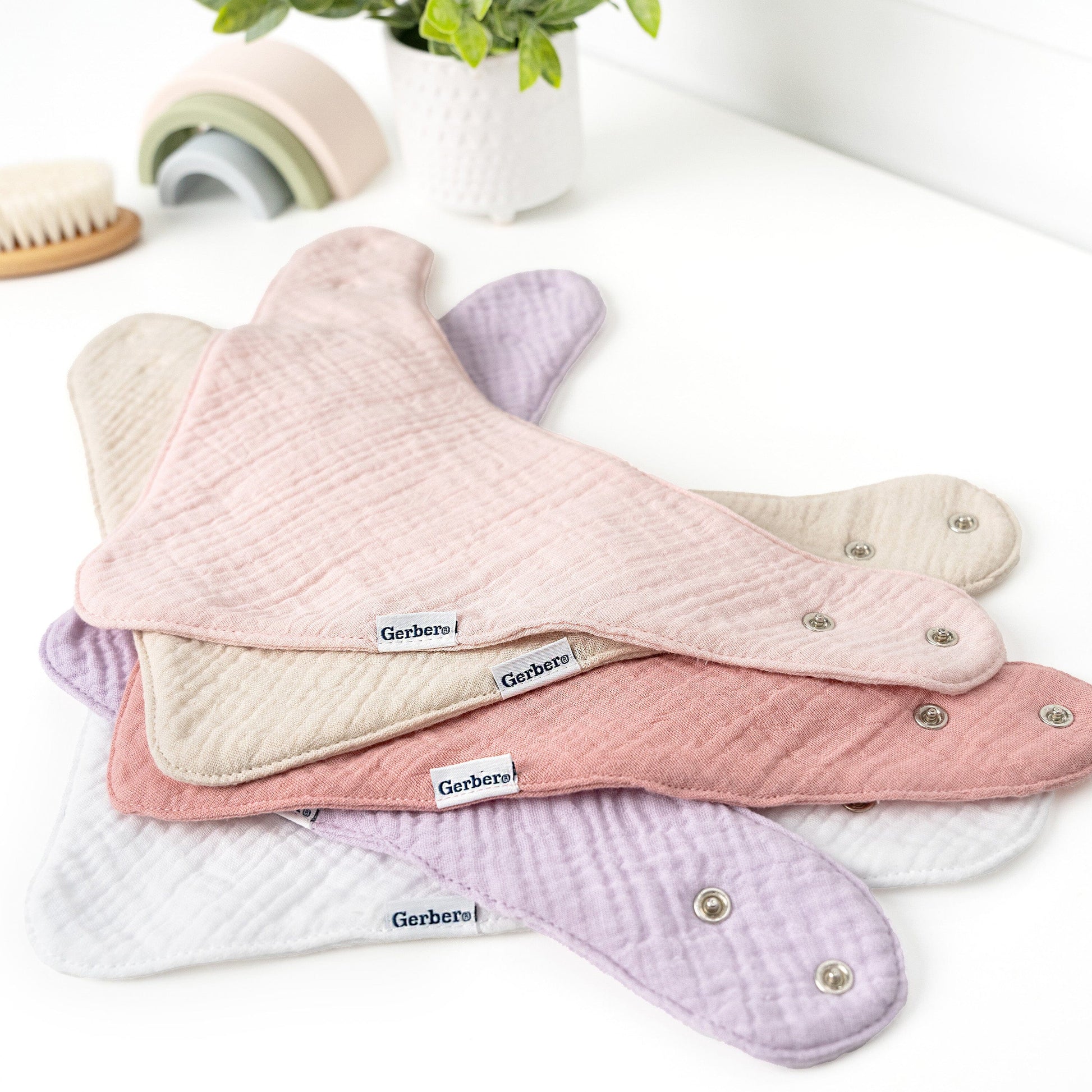 10-Pack Baby Girls Multi Pink Muslin Bandana Bib