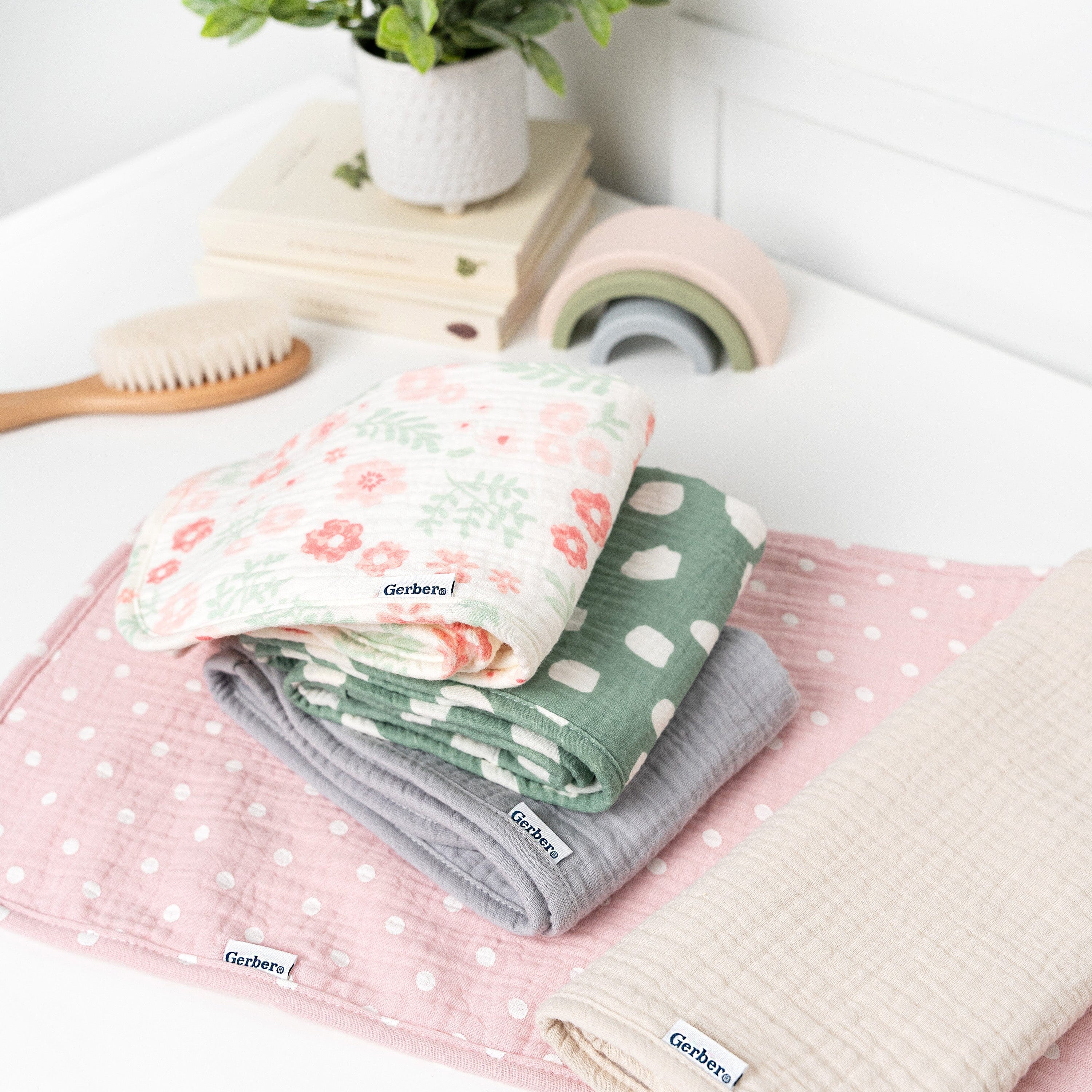 5-Pack Baby Girls Pink Floral Muslin Burp Cloths