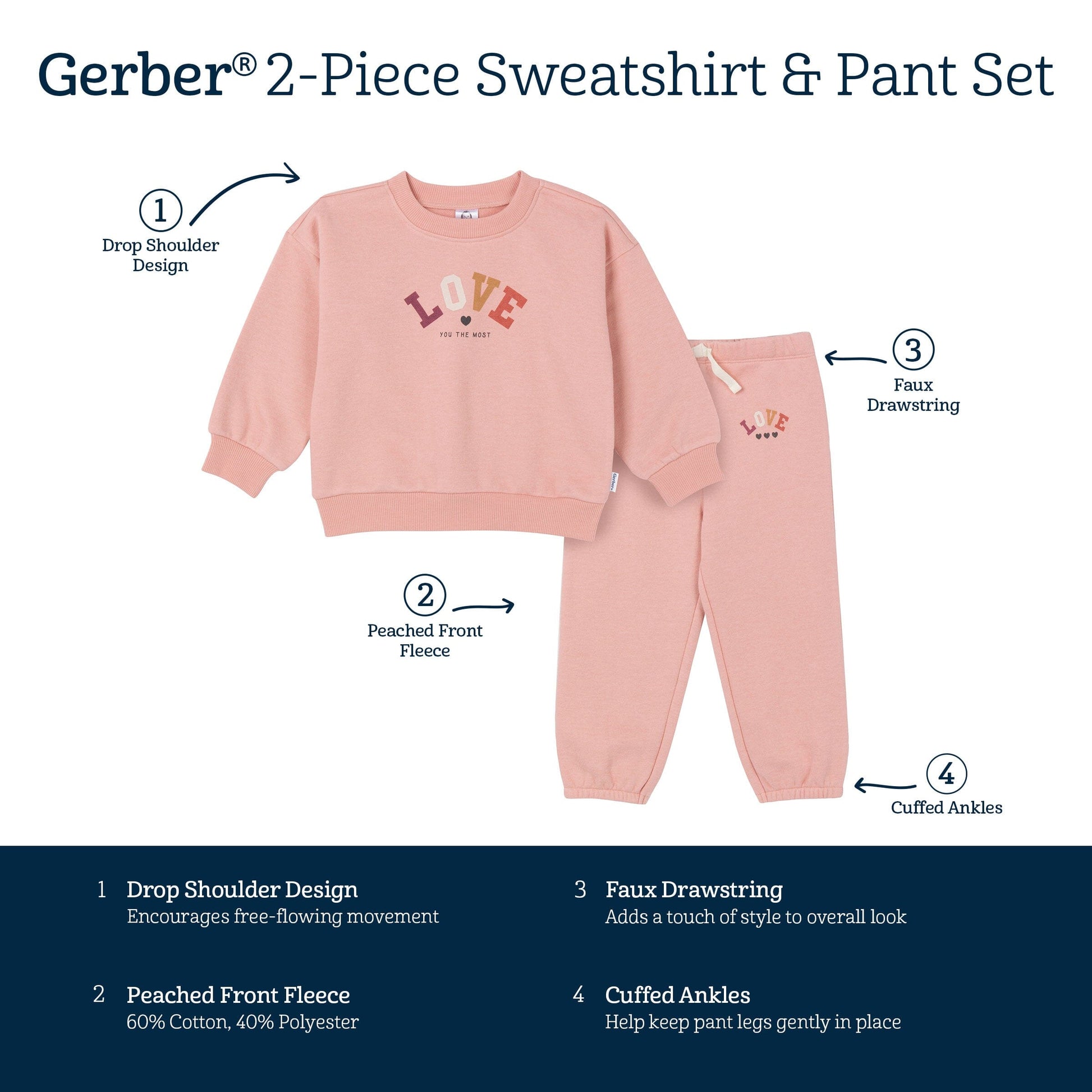 2-Piece Baby & Toddler Girls LOVE Fleece Set