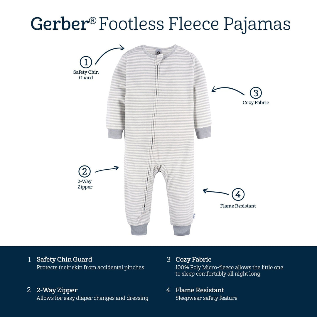 3-Pack Infant & Toddler Girls Pink Deer Footless Fleece Pajamas