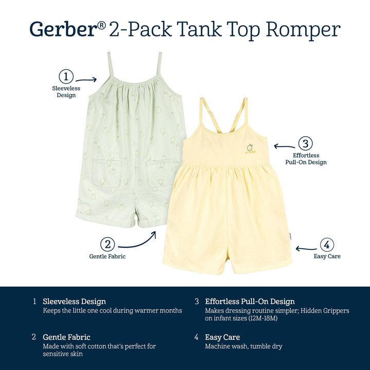 2-Pack Infant and Toddler Girls Yellow & Lemons Rompers