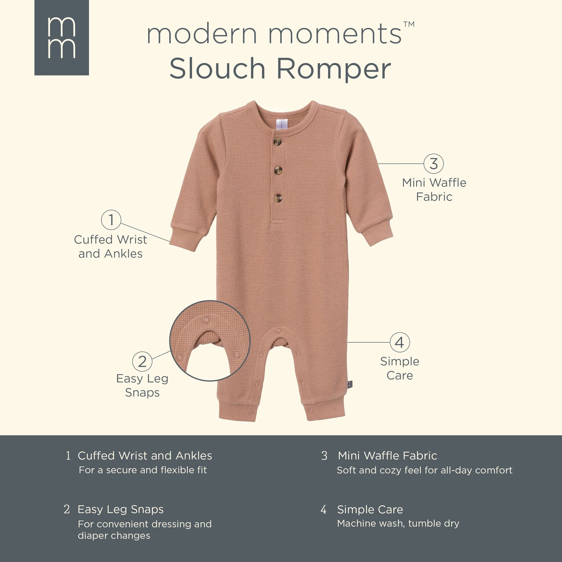 Baby Boys Taupe Slouch Romper