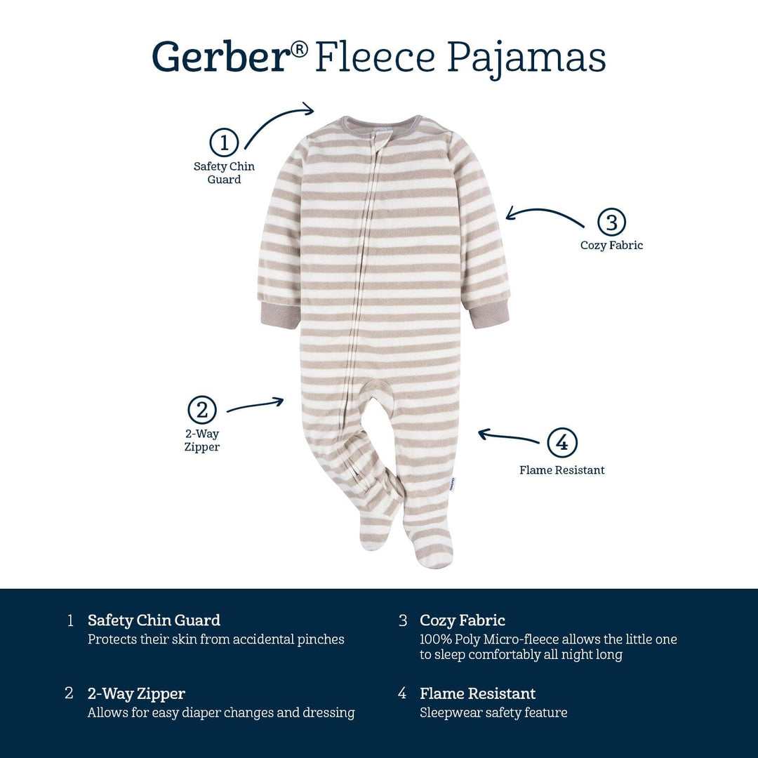 2-Pack Baby & Toddler Neutral Grey Fairisle Fleece Pajamas