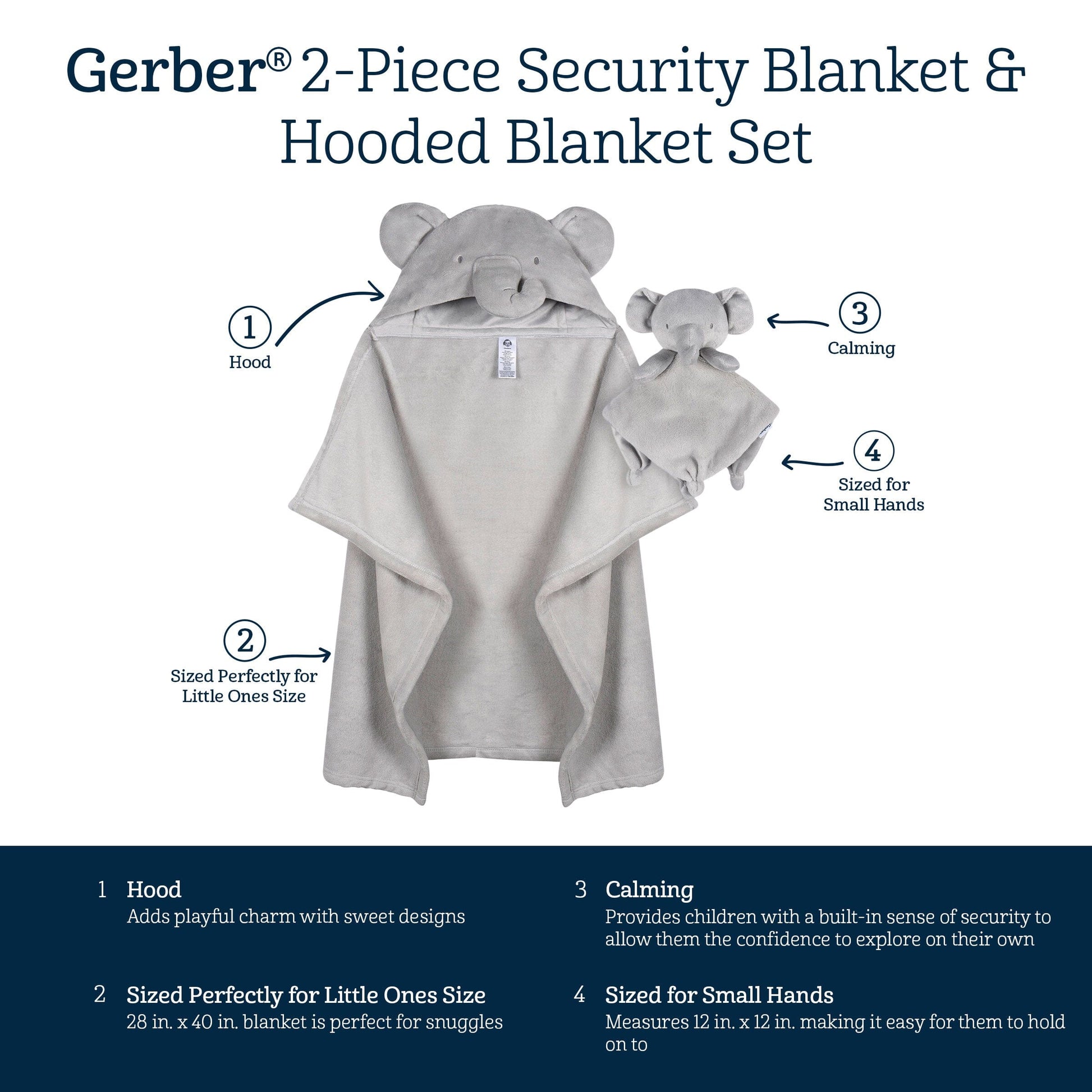 2-Pack Baby Neutral Animal Geo Hooded Wearable Blanket & Security Blanket Set