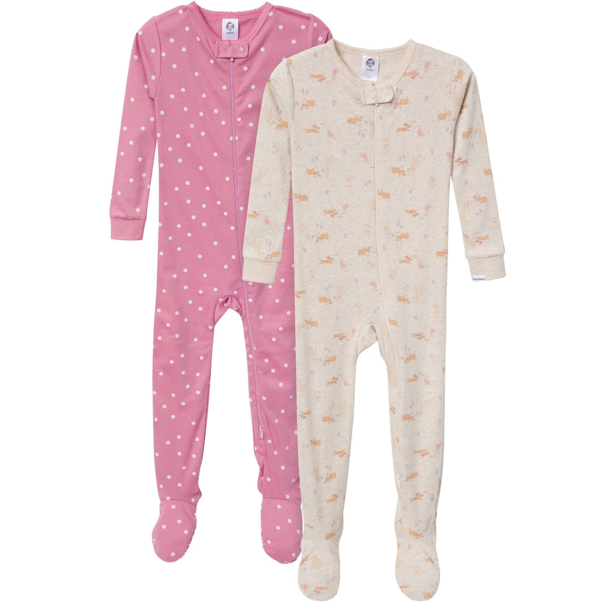2-Pack Baby & Toddler Girls Dogs Snug Fit Footed Pajamas sleepwear Gerber® 