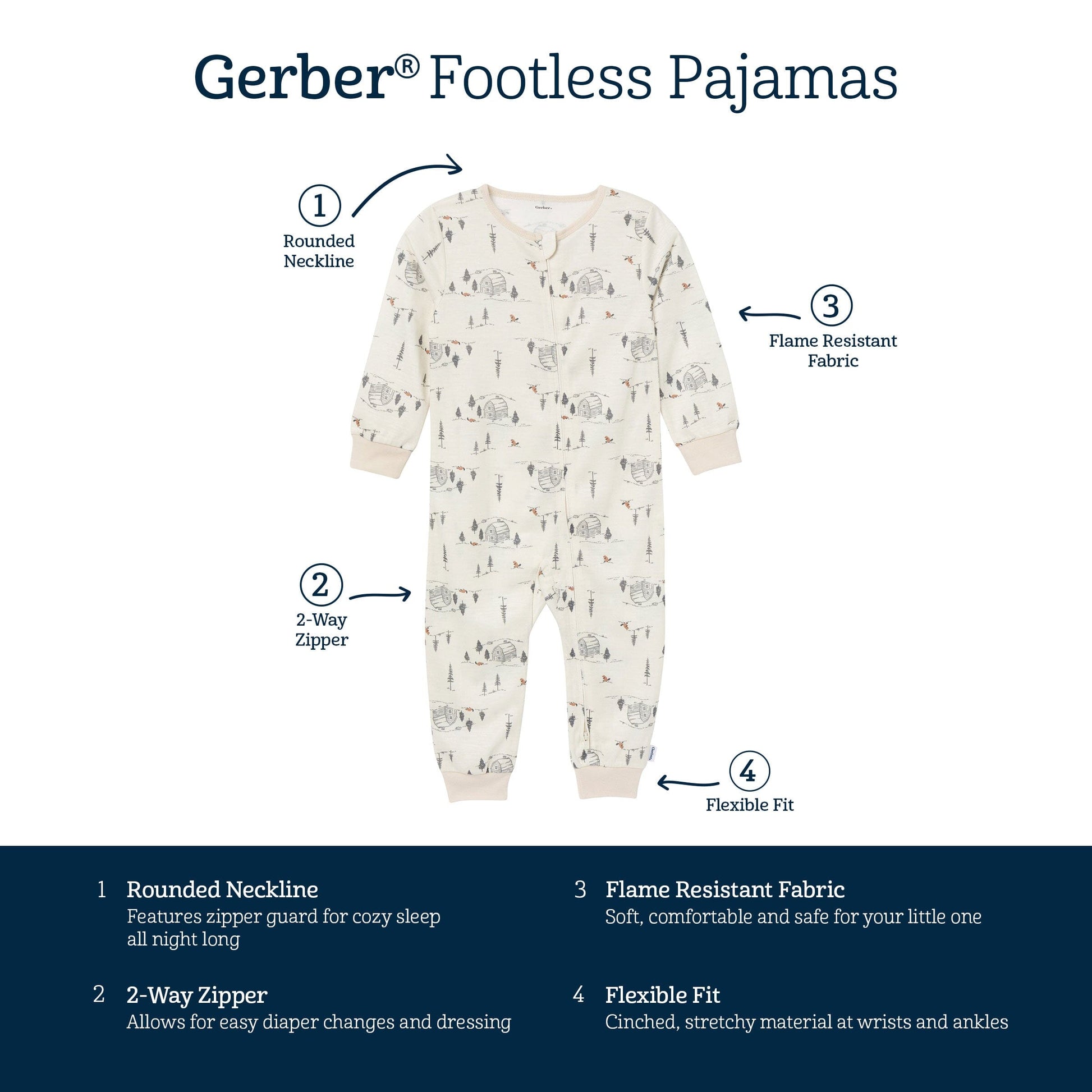 3-Pack Infant & Toddler Boys Outdoors Footless Pajamas