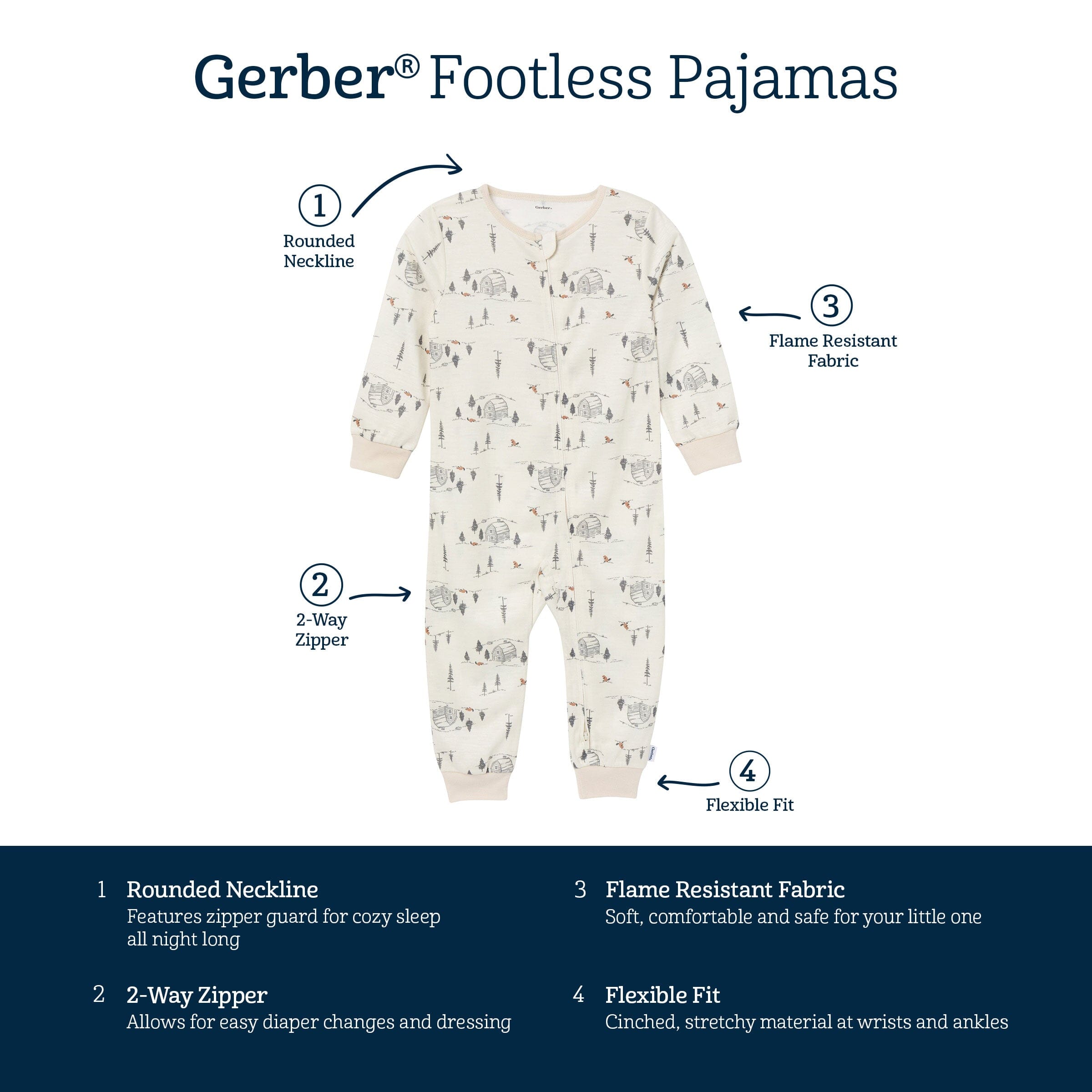 3-Pack Infant & Toddler Boys Outdoors Footless Pajamas