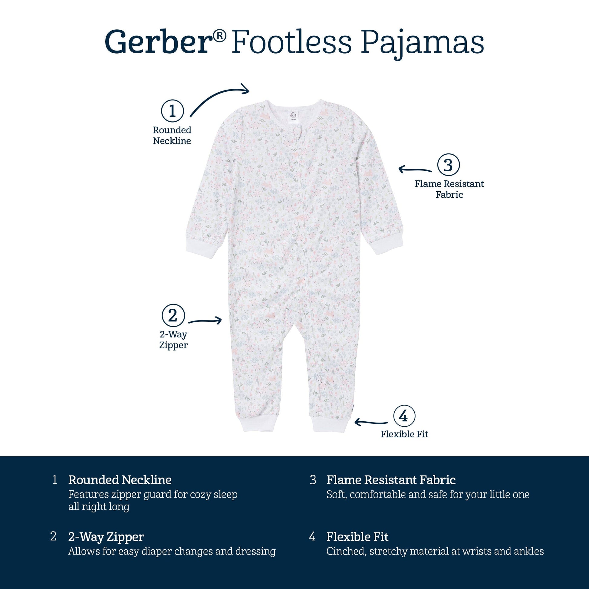 3-Pack Infant & Toddler Girls Bunnies Footless Pajamas